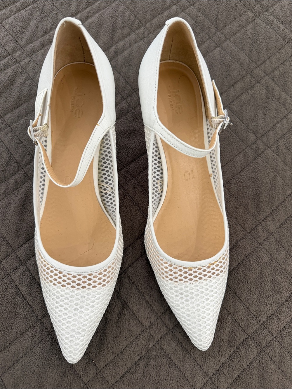 Joe Fresh White Mesh Pointed-Toe Pumps size 10